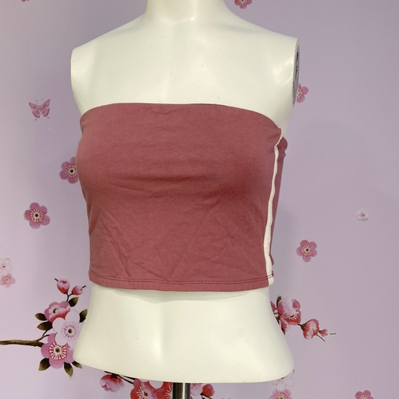 Heart & Hips Dusty Pink & White Tube Top Women's Size S ! - Picture 1 of 7